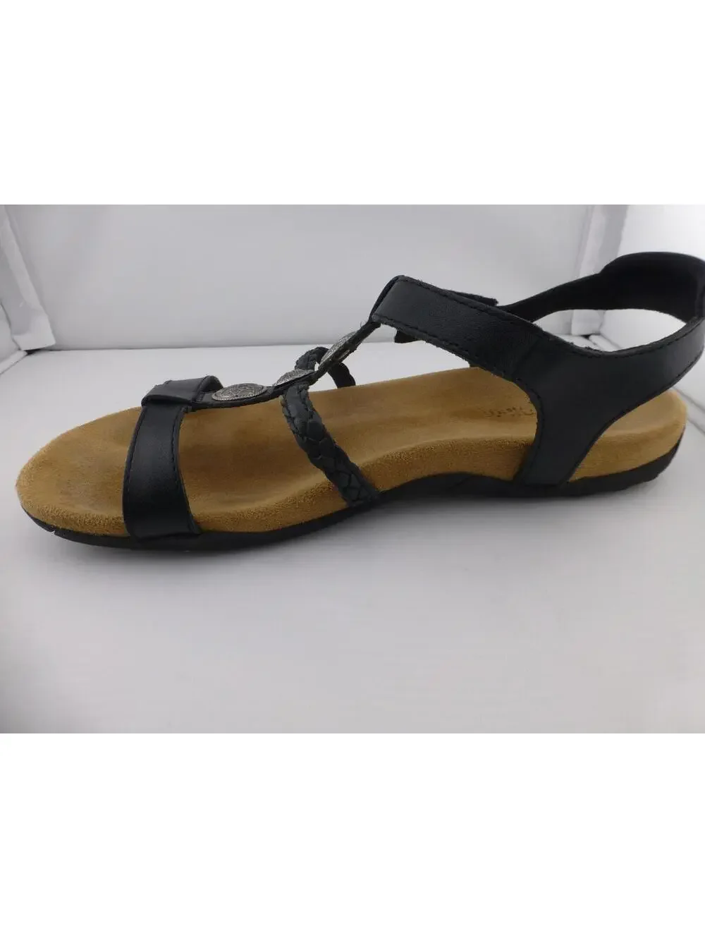 Minnetonka Lakeshore Women's Black Leather Hook & Loop Sandals US Size 8 M3 - Picture 12 of 14